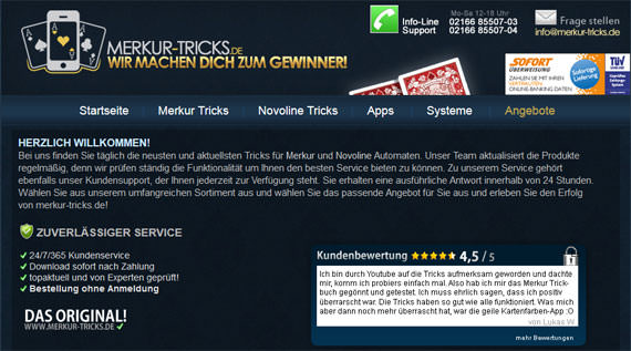 Screenshot der Webseite von Merkur-Tricks.de