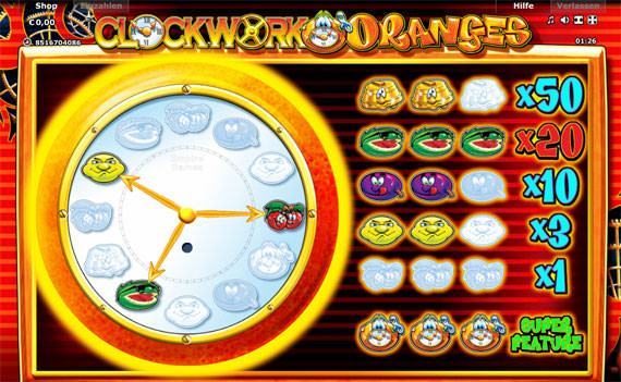 Das Spiel Glockwork Orange mit aktiviertem Super Feature