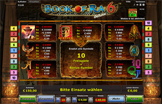 Gewinntabelle von Book of Ra Deluxe 6